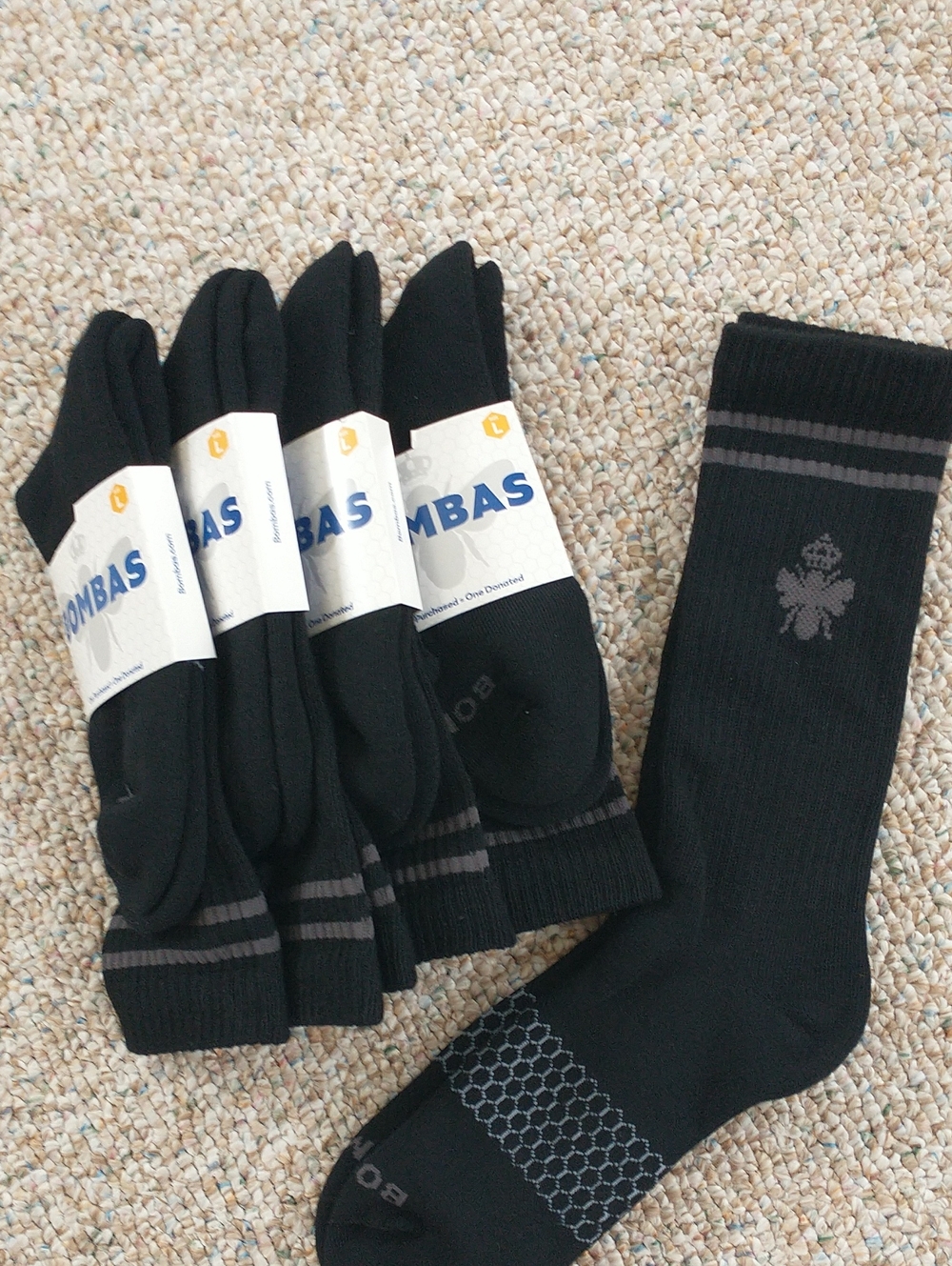 NWT Large Unisex Bombas Everyday Calf Socks x 5 Pair